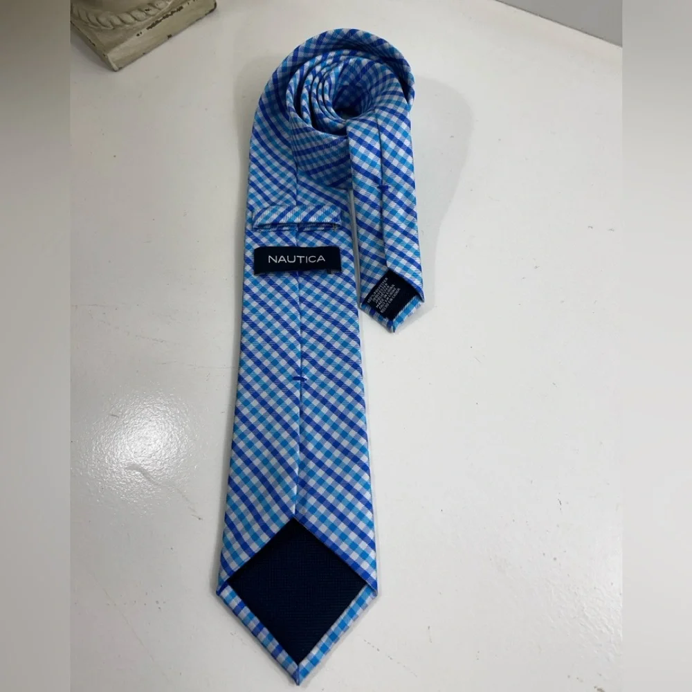 Nautica Preppy Stripes Blue Ocean Tie Plaid Quality Brand Beach Easter Spring